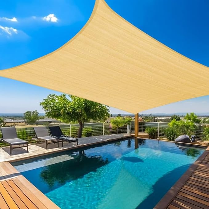 Amagenix Outdoor Sun Shade Canopy, 13X20 FT Sand UV-Blocking Awning for Patio, Garden & Backyard - Custom Size