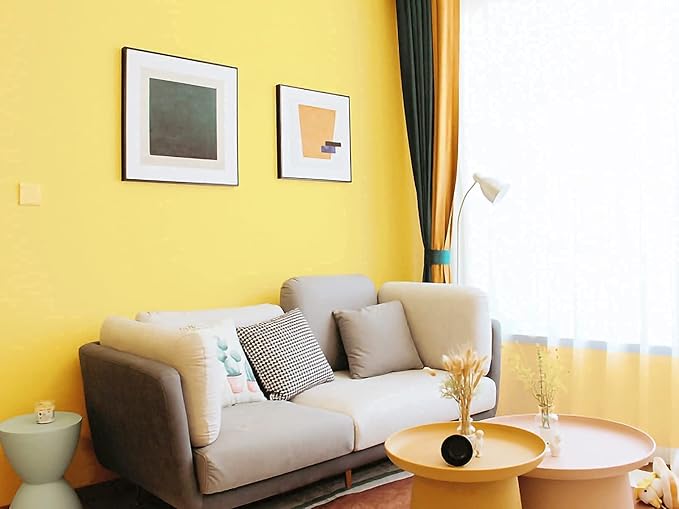 Dimoon 118''x17.7'' Yellow Peel and Stick Wallpaper Contact Paper Modern Self Adhesive Wall Paper Removable Renter Friendly Textured Solid Color Shelf Cabinet Vinyl Roll (118''x17.7'',Yellow)
