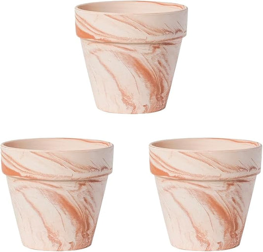Random Mood Macchiato Terracotta Plant Pots – Handmade 6-Inch Clay Ceramic Flower Pots with Drainage Holes, Set of 3 – Ideal for Indoor & Outdoor Orchids