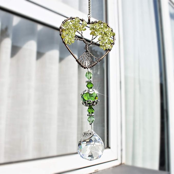 H&D HYALINE & DORA Tree of Life Car Rearview Mirror Hanging Ornament Pendant Accessories Fengshui Suncatcher (Green)