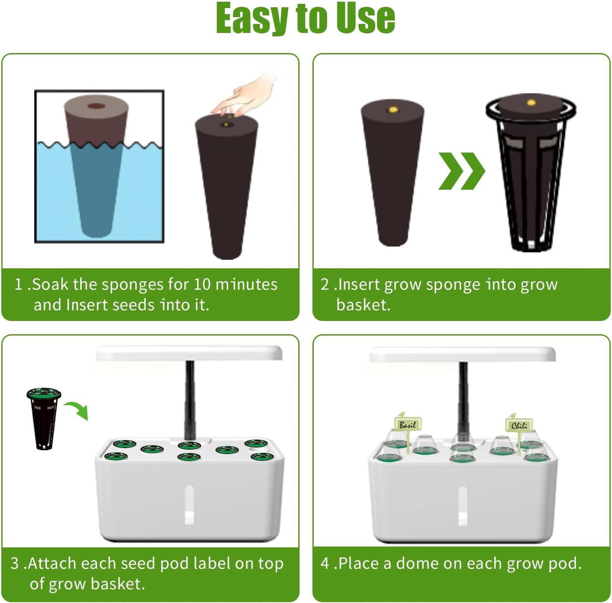 84 pcs Hydroponic Pod Kit for Aero Garden with 12 Grow Baskets, 12 Grow Sponges, 12 Grow Domes, 12 Plant Labels and 36 Seed Pod Label Stickers for All Hydroponics Garden Growing System