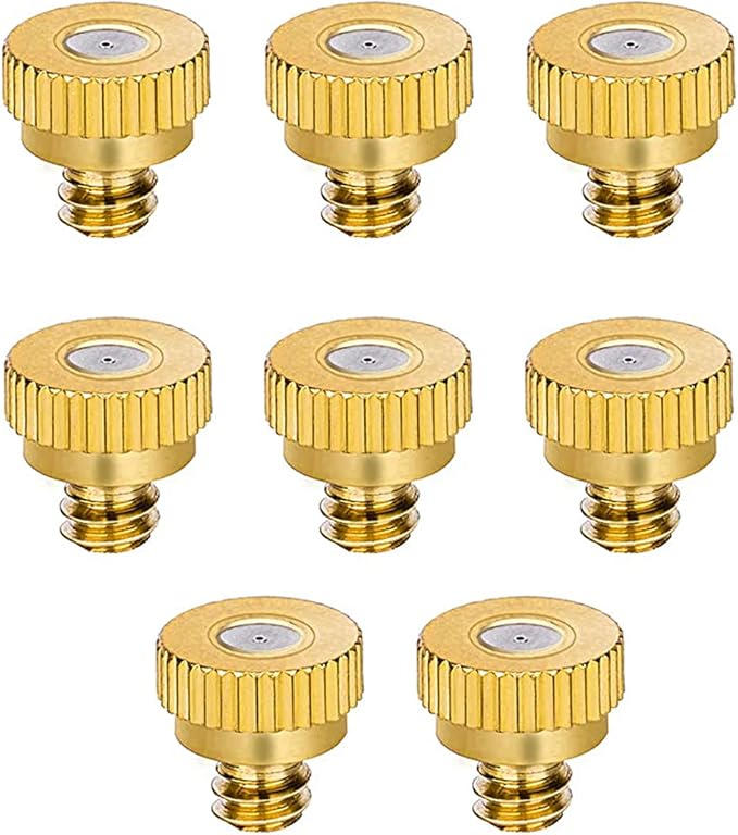 Aopin G 3/16 Brass Misting Nozzles 0.4mm / 0.015" Orifice Atomizing Mister Sprayer Nozzle Suitable For Outdoor Cooling,Garden Irrigation,Fountain, Crop Nutrient Injection, Greenhouse 8 Pcs