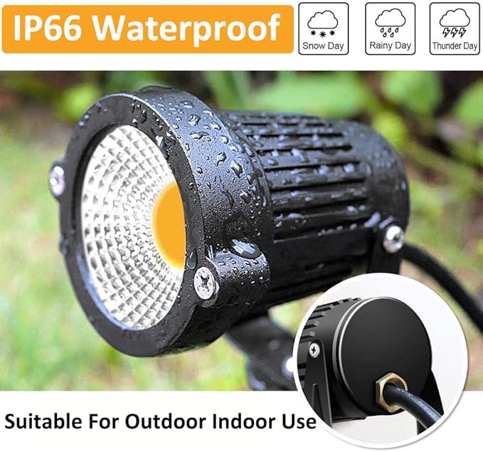 ZUCKEO 5W Low Voltage Landscape Lights LED Landscape Lighting Outdoor Pathway Lights With Connectors, Waterproof Aluminum Warm White Spotlights For Garden Yard Lawn Deck Driveway Floor Lighting(2pack)