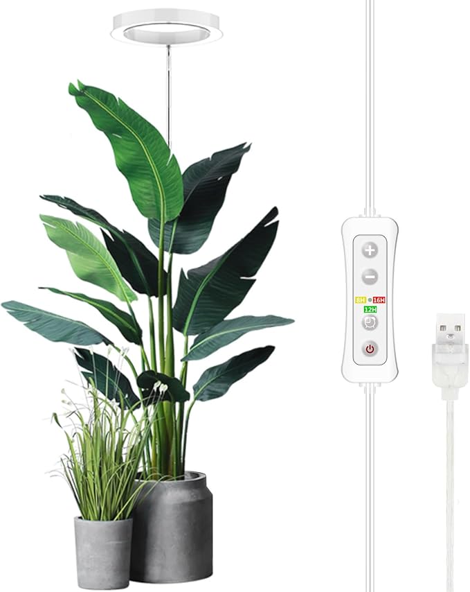 Plant Grow Light,yadoker LED Growing Light Full Spectrum for Indoor Plants,Height Adjustable, Automatic Timer, 5V Low Safe Voltage,Idea for Large Plant Light