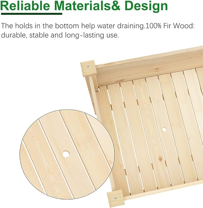 Raised Garden Bed with Storage Shelf 48.5x24.4x30 Inch, Elevated Wood Planter Box with Legs for Vegetable Flower Herb Outdoors Backyard, Patio, Balcony with Liner