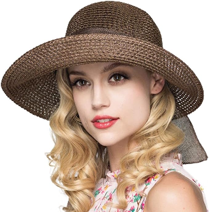 Cyiecw Women Floppy Sun Hats Fashionable Summer Wide Brim Cap BeachStraw Hat UV UPF50 Travel Packable Cotton