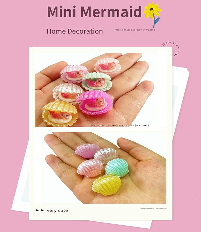 18 Pcs Miniature Mermaid Figurines,Mini Mermaid and Mini Sleeping Mermaid in Shell for Cake Decoration Home Terrarium Decoration DIY Crafts