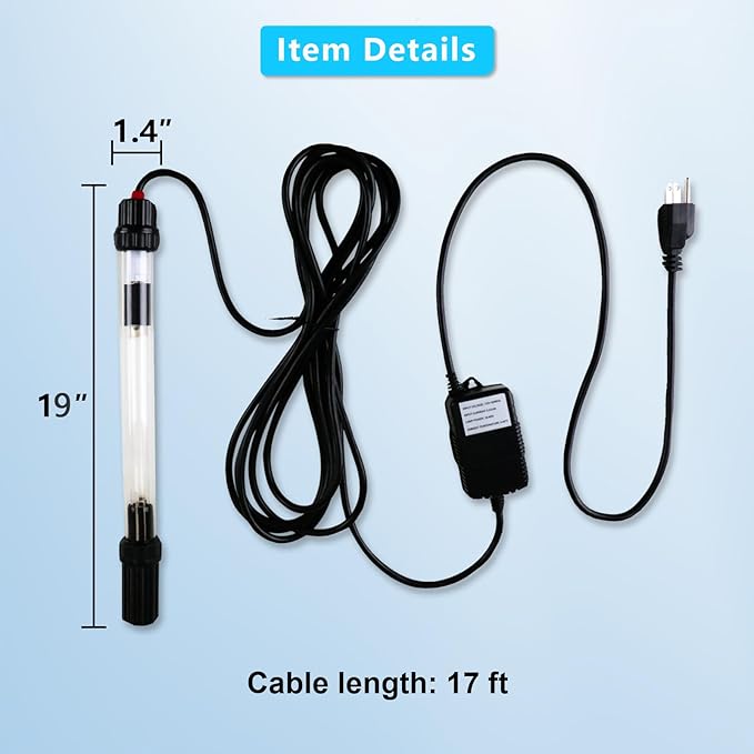 32W Aquarium UV Light for 100-2000 Gallon, UV Pond Water Clarifier for Koi Pond, Swimming Pool, Spa, Large Fish Tank, Cold Plunge UV Light for Pond Algae Control