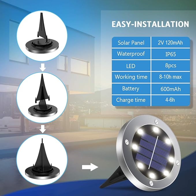 Solar Lights Outdoor,12 Pack Solar Lights Outdoor Waterproof,Solar Garden Lights Landscape Lighting for Outside Patio Pathway Yard Lawn Driveway Deck Step Walkway(White Light)