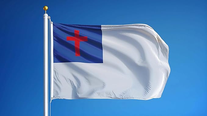 Christian Flag 5x8 Outdoor Embroidered,Heavy Duty Nylon,Sewn Stripes, Stronger Brass Grommets,Christianity Easter Day,Jesus Flags Flags Perfect for Outside