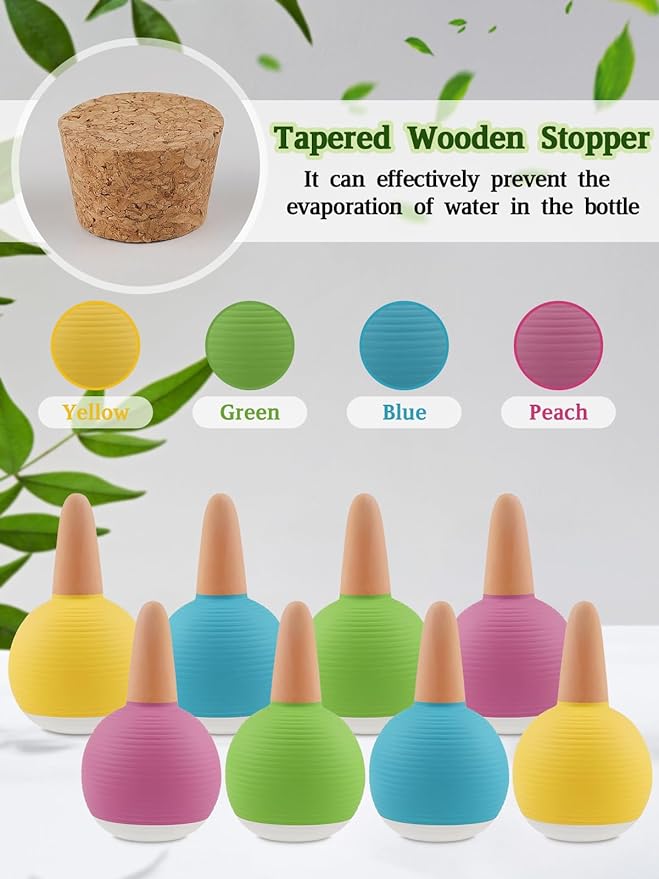 Kalolary 8Pcs Plant Watering Globes, Large Terracotta Automatic Watering Stake Devices with Wooden Stopper for Pots, Planters, Indoor, Outdoor