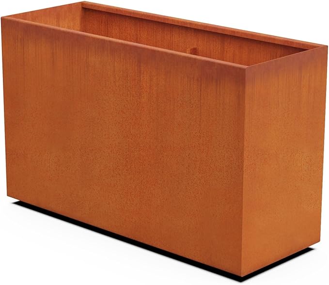 Corten Steel Planter Rectangle Outdoor Metal Garden Box Heavy Duty | Made in USA | Fully Assembled