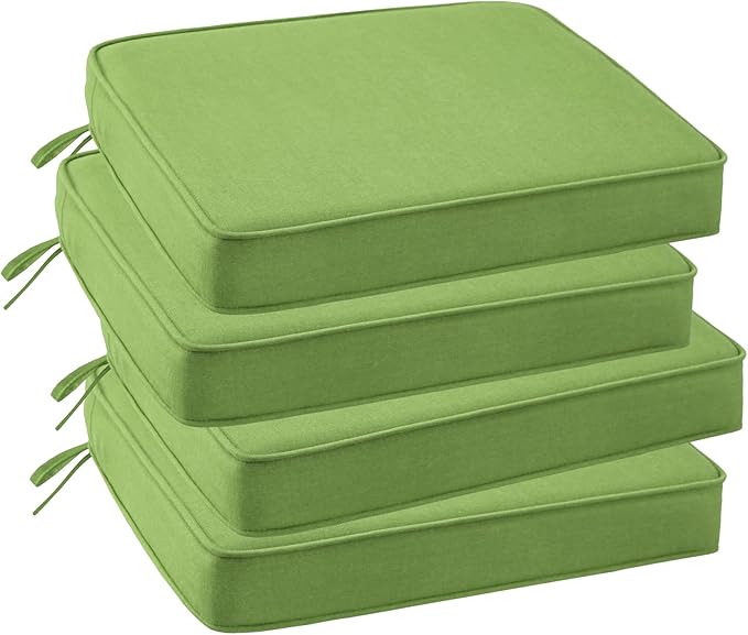 Outdoor Sunbrella Square Corner Seat Cushion, 18.5"x16"x3", Set of 4, Non Slip Seat Cushion Pads with Removable Cover for Patio Furniture, Garden Yard Lawn, Canvas Ginkgo