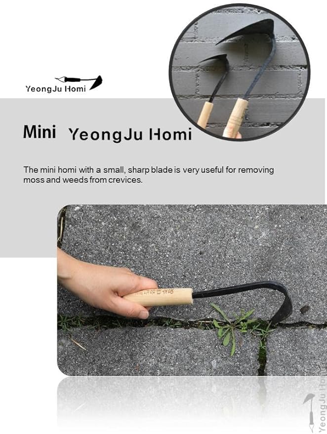 Original Hand Hoe with Hanging Loop & Mini Homi Made by Korean Master Blacksmith Seok NOH-KI (Standard Plus Mini)