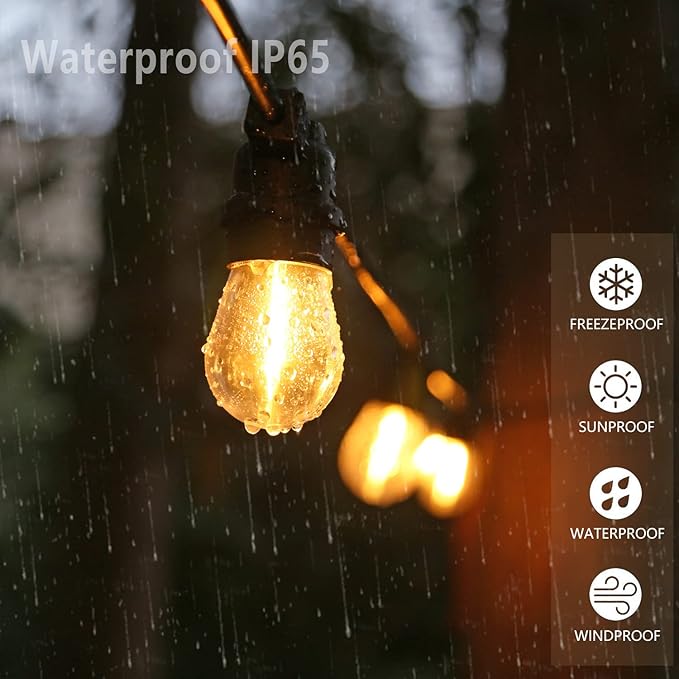 S14 Replacement LED Light Bulbs, Shatterproof & Waterproof 1W S14 LED Bulbs, Outdoor String Lights , E26 Base Patio Edison LED Light Bulbs, Warm White 2200K Plastic 70ML Non-Dimmable 15 Pack