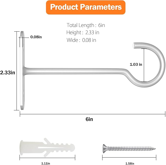 Hanging Plant Bracket 6inch 4Pack Metal Plant Hook Shepherds Hook Decorative Wall Plant Hanger for Hanging Lanterns Bird Feeder Flower Basket Home Decor Indoor & Outdoor White