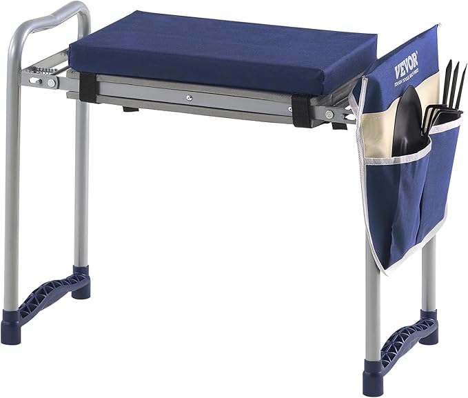 VEVOR Large Folding Garden Kneeler and Seat Heavy Duty, Widened 10" EVA Foam Pad, Portable Garden Stool with Tool Bags, Gardening Bench to Relieve Knee & Back Pain, Gifts for Seniors, Women, Parents
