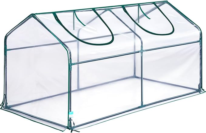 Quictent Portable Mini Cloche Greenhouse w/ Elevated Bottom, Reinforced High Light Transmission Waterproof UV-Resistant Hot House for Indoor Outdoor, w/ 50 T-Shaped Plant Tag, 71" x 36" x 36" (Clear)