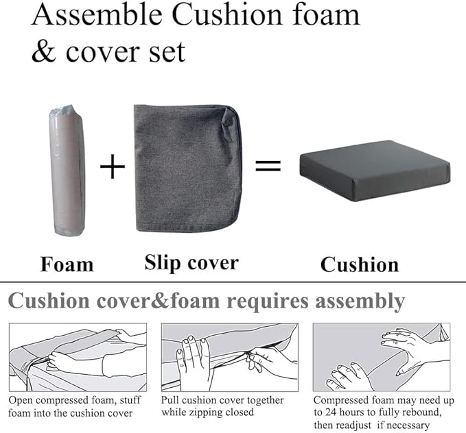 Patio Chair Cushions Set of 2 Non Slip Bottom Chair Pad with Ties Waterproof Square Outdoor Seat Cushion Replacement for Garden Swing Furniture 22x22 Inch, White