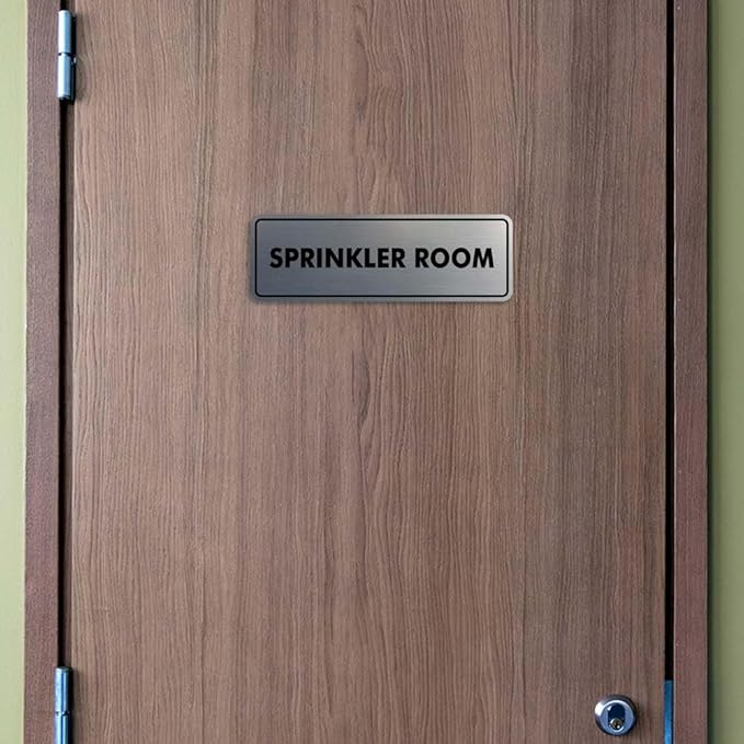 Signs ByLITA Standard Sprinkler Room Sign (Black Gold) - Medium 2 Pack