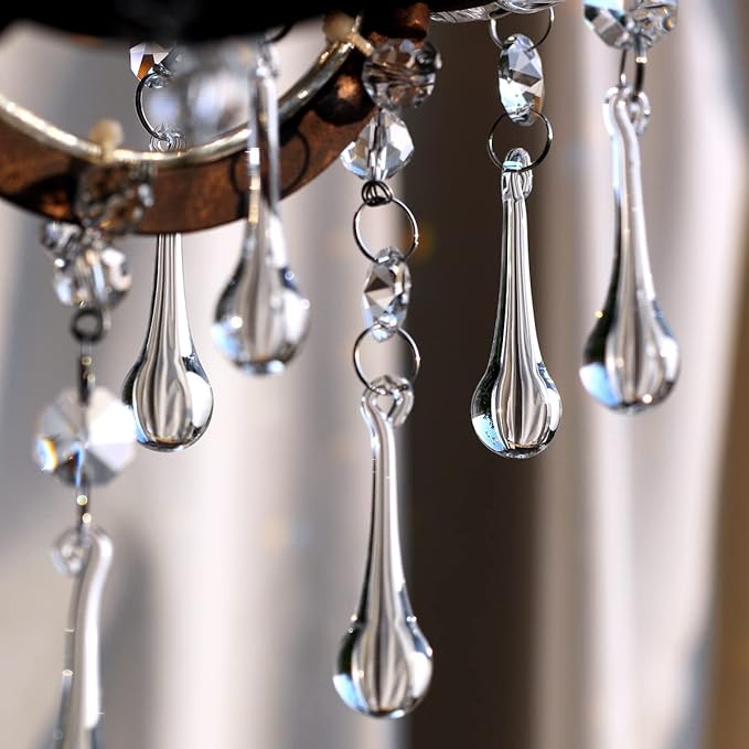 12pcs Raindrop Crystal Chandelier Prisms Parts, Hanging Crystals Beads for Chandeliers, Home Decoration