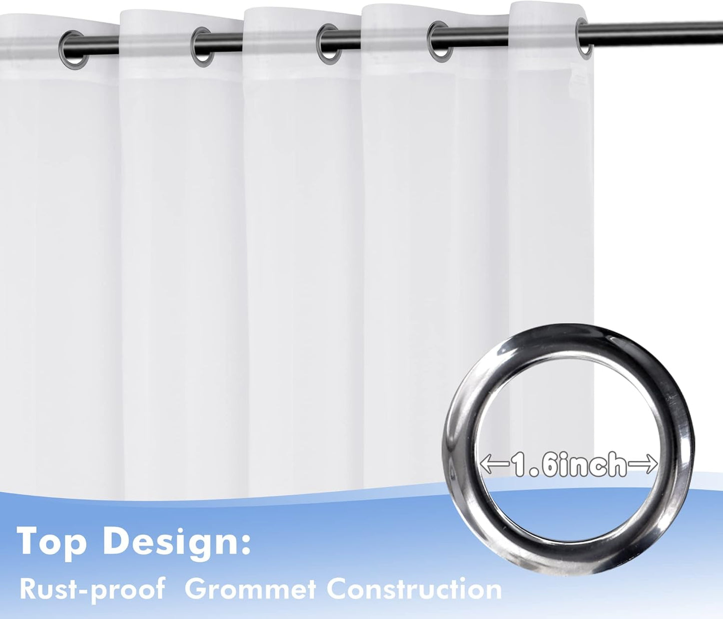 HolidayIdeas White Outdoor Sheer Curtains for Patio Waterproof, 2 Panels - 54 x 108 Inch - Light Filtering Voile Outside Curtains Grommet Drapes for Front Porch, Gazebo, Pergola, Backyard