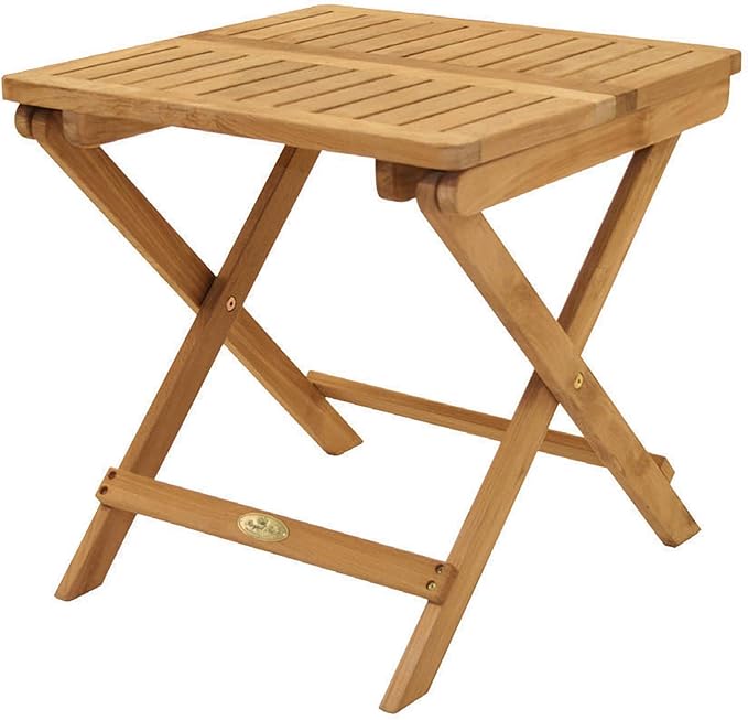 3-Piece Teak Patio Conversation Set with Sun Bed Loungers & 20-Inch Square Folding Picnic Table (P143NA), Navy Sun Bed Cushions
