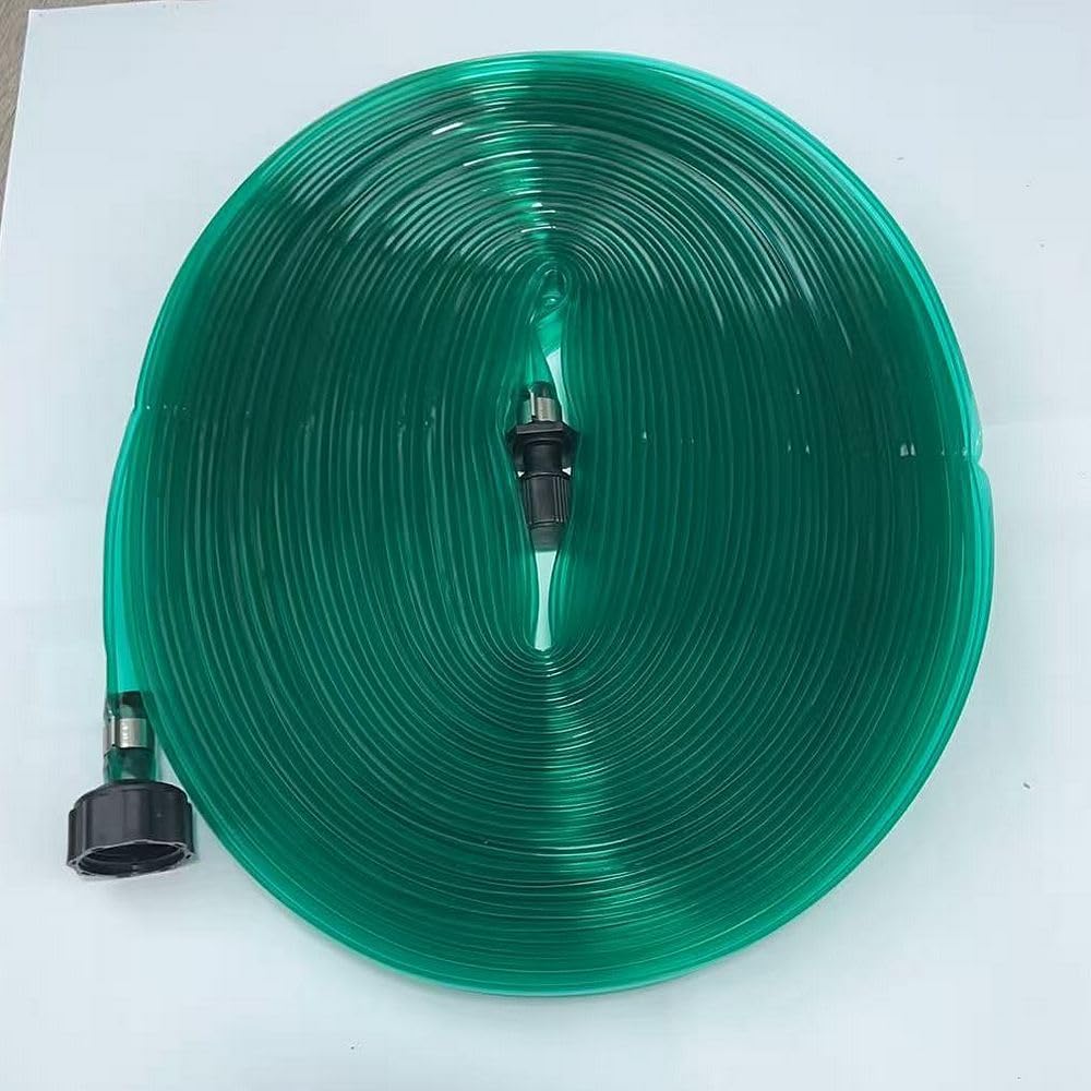 PVC Flat Soaker Hose drip Garden Vegetable Water Hose Irrigation Spray Hose Double Connector with Holes (75FT)