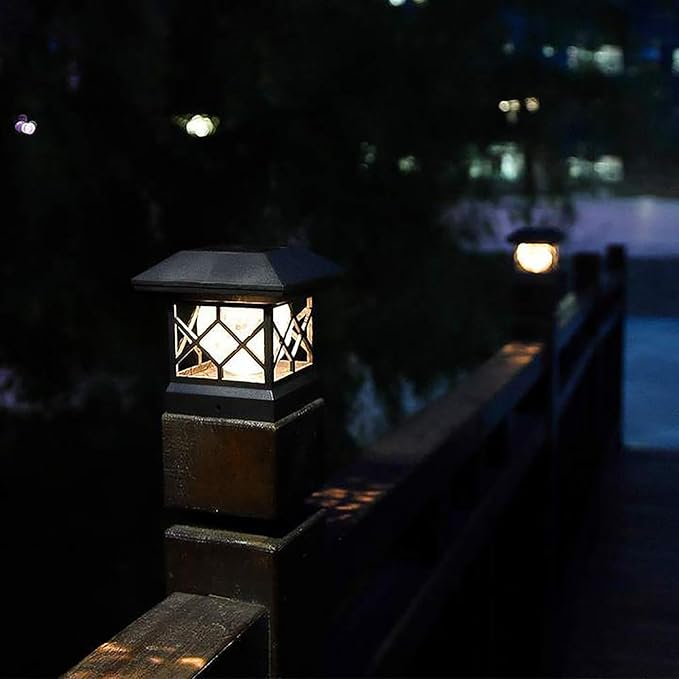 TWINSLUXES Solar Post Cap Lights Outdoor - Waterproof LED Fence Post Solar Lights for 3.5x3.5/4x4/5x5 Wood Posts in Patio, Deck or Garden Decoration Warm Light… (6 Pack)