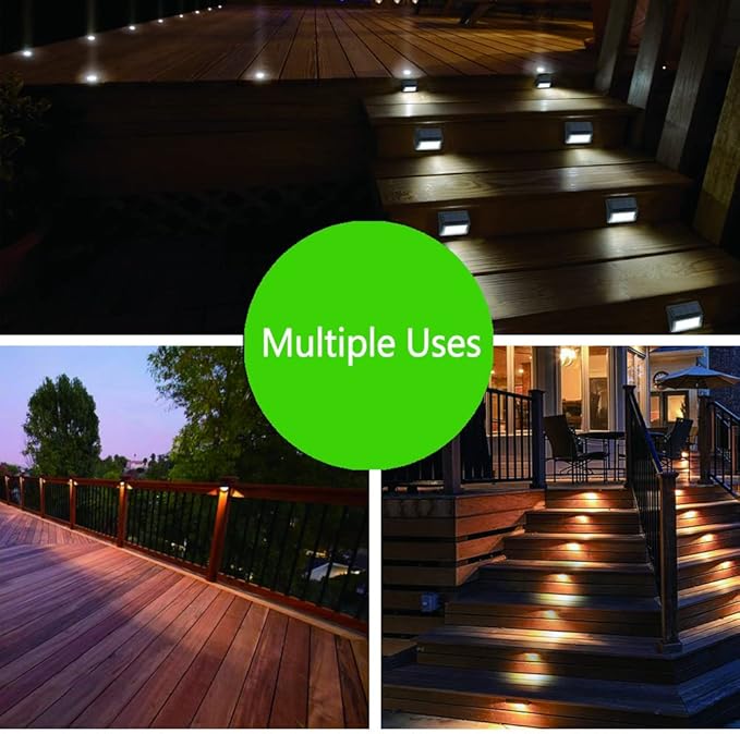 Solar Lights Outdoor, Waterproof Solar Powered Deck Step Lights for Patio Garden Backyard Garage Driveway Pathway Outside Wall Lighting (Warm White/2 Pack)