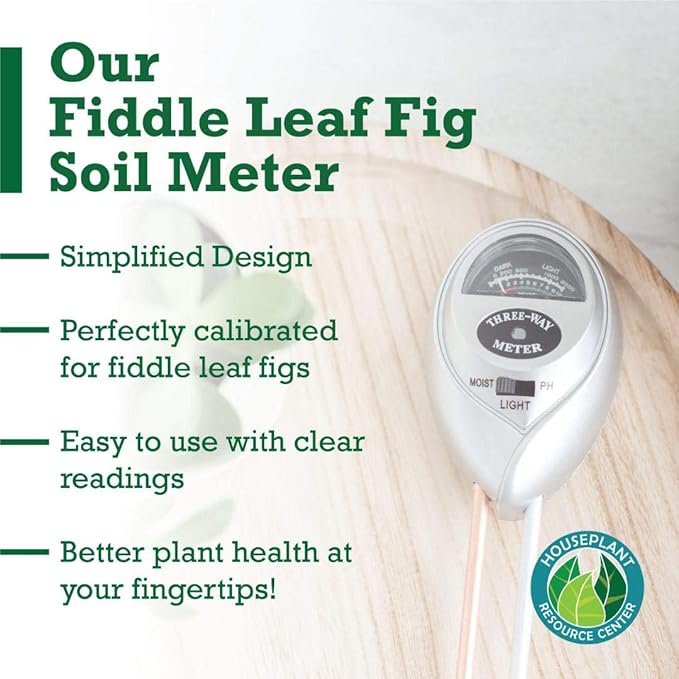 Houseplant Resource Center Fiddle Leaf Fig 3-in-1 Soil Moisture Meter for Plants – Best Indoor Plant Water Meter for Potted Houseplants - Light & Moisture Sensor Probe for Optimal Growth