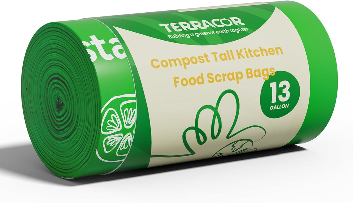 13 Gallon Compostable Trash Bags, 40 Bags Compost Bags for Countertop Bin, Camping Toilet Bags for Portable Toilet, BPI Certified and Meet The ASTM D6400 Standard