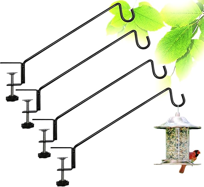 Heavy Duty Deck Bird Feeder Hanger Hook for Railing 13 Inch 4 Pack for Bird Feeders,Planters,Plants Flower Suet Baskets,Lanterns,Wind Chimes Holiday Decoration (4 Pack)