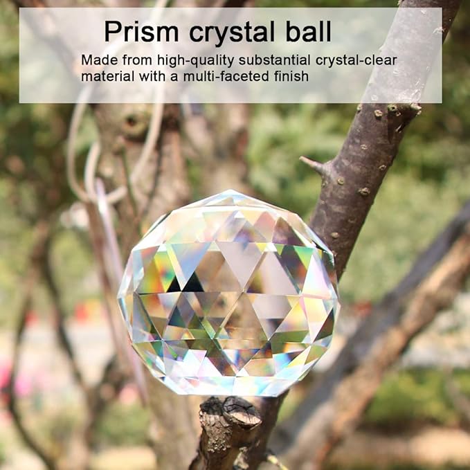 Clear Crystal Ball Prism Window Rainbow Maker Window Prisms Suncatcher for Feng Shui, (60mm /2.4inch)