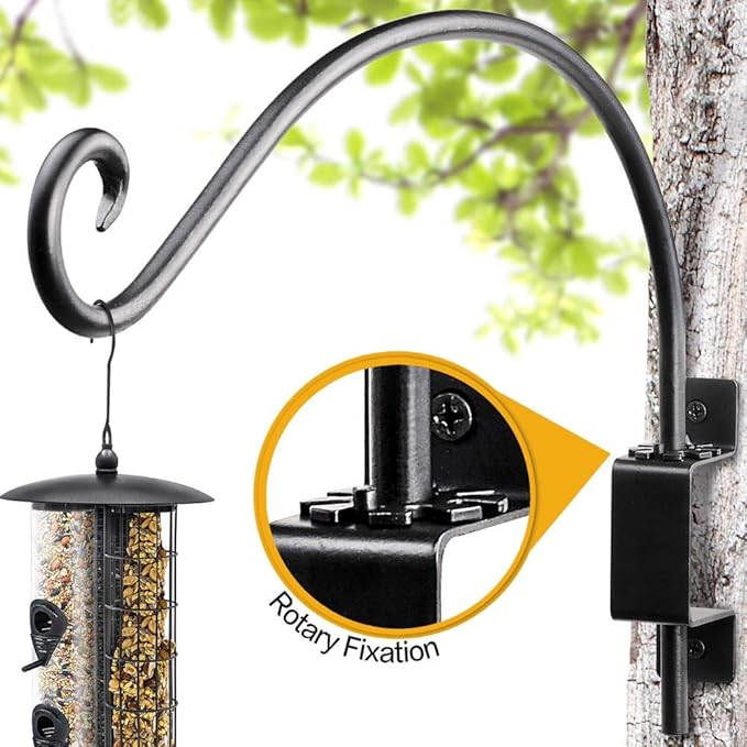 AJART Bird Feeder Hanger of Swivel Hanging Plant Bracket for Outdoor(Black) More Suitable for Outside birdhouses Plant Hooks (16"-2PCs)
