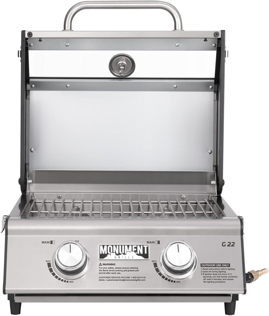 Monument Grills Clearview® 2-Burner Tabletop Propane Gas Grill for Outdoor Portable Camping Cooking with BBQ Cover(2 items)