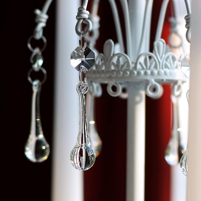 12pcs Raindrop Crystal Chandelier Prisms Parts, Hanging Crystals Beads for Chandeliers, Home Decoration