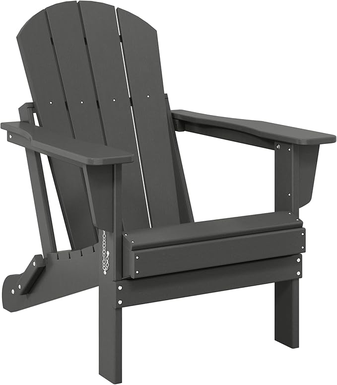 Westin Outdoors Laguna WO Home Outdoor Adirondack Folding Chair Lounger Seat Traditional Retro Home Furniture for Beach, Balcony, Backyard, Lawn, Patio, Pool, Deck, Garden (Gray)
