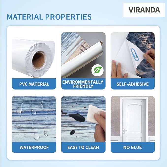 3D Door Stickers Murals Peel and Stick - Outer Beach Road - Door Wallpaper Self-Adhesive Door Decals Removable PVC Waterproof Door Poster for Bedroom Living Room Door Decoration 37.4" x 82.7"