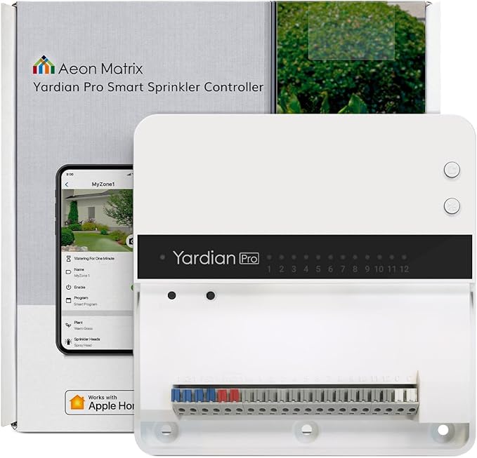 Yardian Pro Smart Sprinkler Controller 8 Zone - Control Buttons, Apple HomeKit, Alexa, Google Assistant and Home Assistant Compatible, Enhanced Wi-Fi, RJ45, Level VI Worldwide Power Supply