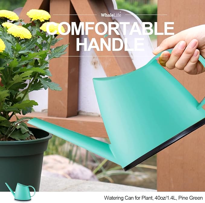 WhaleLife Indoor Watering Can for House Bonsai Plants (1.4L, Pine Green)