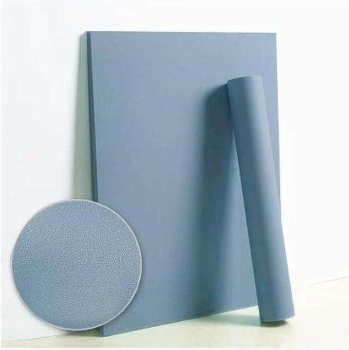 Dimoon 590''x17.7'' Blue Peel and Stick Wallpaper Contact Paper Modern Self Adhesive Wall Paper Removable Renter Friendly Textured Solid Color Shelf Cabinet Vinyl Roll (590''x17.7'',Blue Grey)