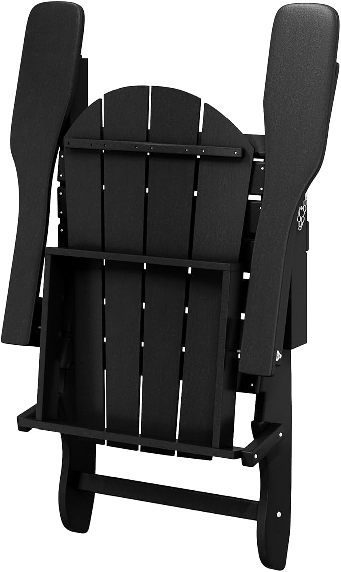 Westin Outdoors Laguna WO Home Outdoor Adirondack Folding Chair Lounger Seat Traditional Retro Home Furniture for Beach, Balcony, Backyard, Lawn, Patio, Pool, Deck, Garden (Black)