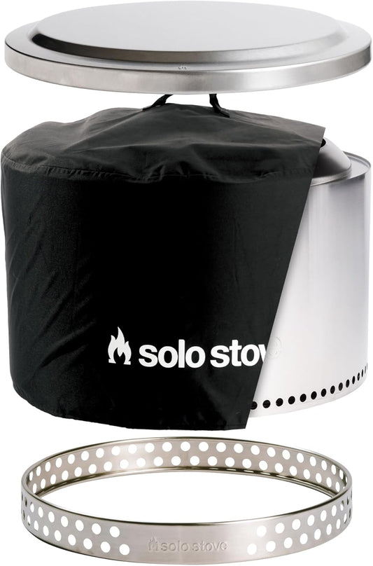 Solo Stove Yukon Amazon Exclusive Bundle | Smokeless Fire Pit with Stand, Lid & Shelter | Wood Burning Stainless Steel Campfire Pit with Ash Pan | Ideal for 6+ People | 27in Dia, 19in H, 59lbs