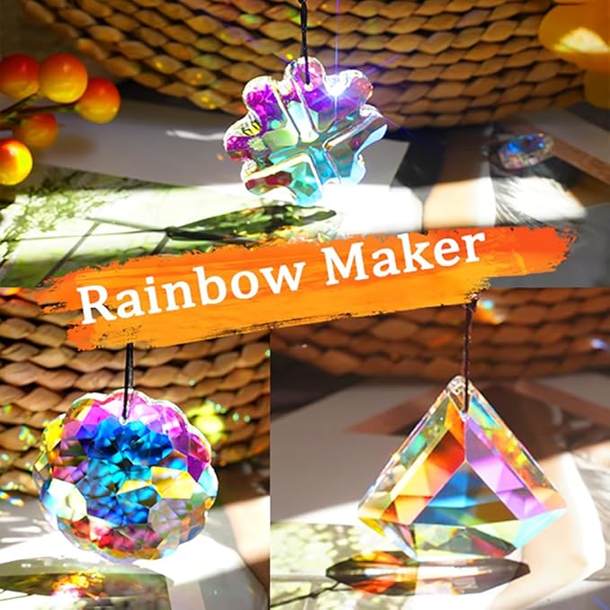 4PCS Colorful Crystal Prism Pendant Suncatcher Hanging Crystal Decor for Home Indoor Outdoor Car Making Rainbows