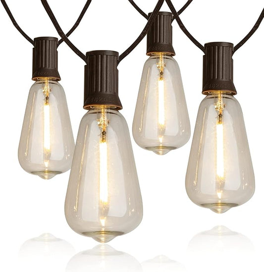 Vanthylit Outdoor String Lights, 15 FT Patio String Lights with LED Filament Bulb Waterproof Lights Retro Vintage Edison Bulbs for Backyard Patio Bistro Party Garden Connectable
