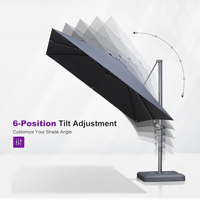 PURPLE LEAF 9' X 11.5' Rectangle Patio Umbrella Outdoor Large Aluminum Cantilever Umbrella with 3-Year Fade Resistance Recycled Fabric and 360-degree Rotation for Deck Pool Garden, Ocean Slate