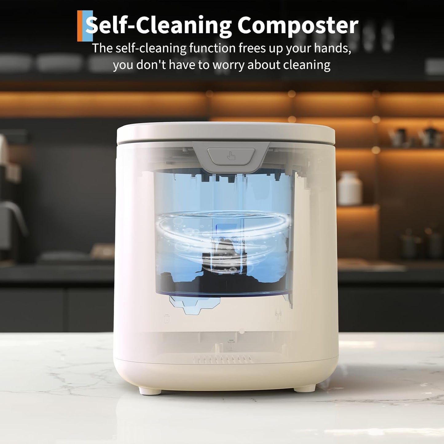3.5L Electric Kitchen Composter Smart Odorless Compost Bin Auto-Cleaning,Countertop Food Waste Composting Machine -Fast 4-6H Food Waste to Fertilizer Conversion for Outdoor Use (White