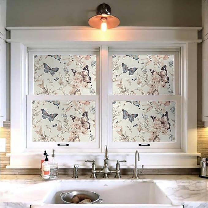 Wonderland Boho Butterfly Flowers Peel and Stick Wallpaper Self Adhesive Removable Easy Peel Off Stick on Wall Paper for Bedroom Cabinet Renter Friendly