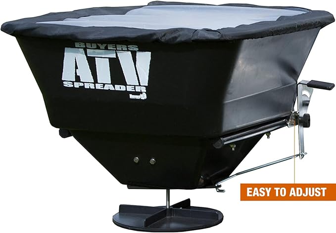 Buyers Products ATVS100 ATV All-Purpose Broadcast Spreader 100 lbs. Capacity with Rain Cover , Black